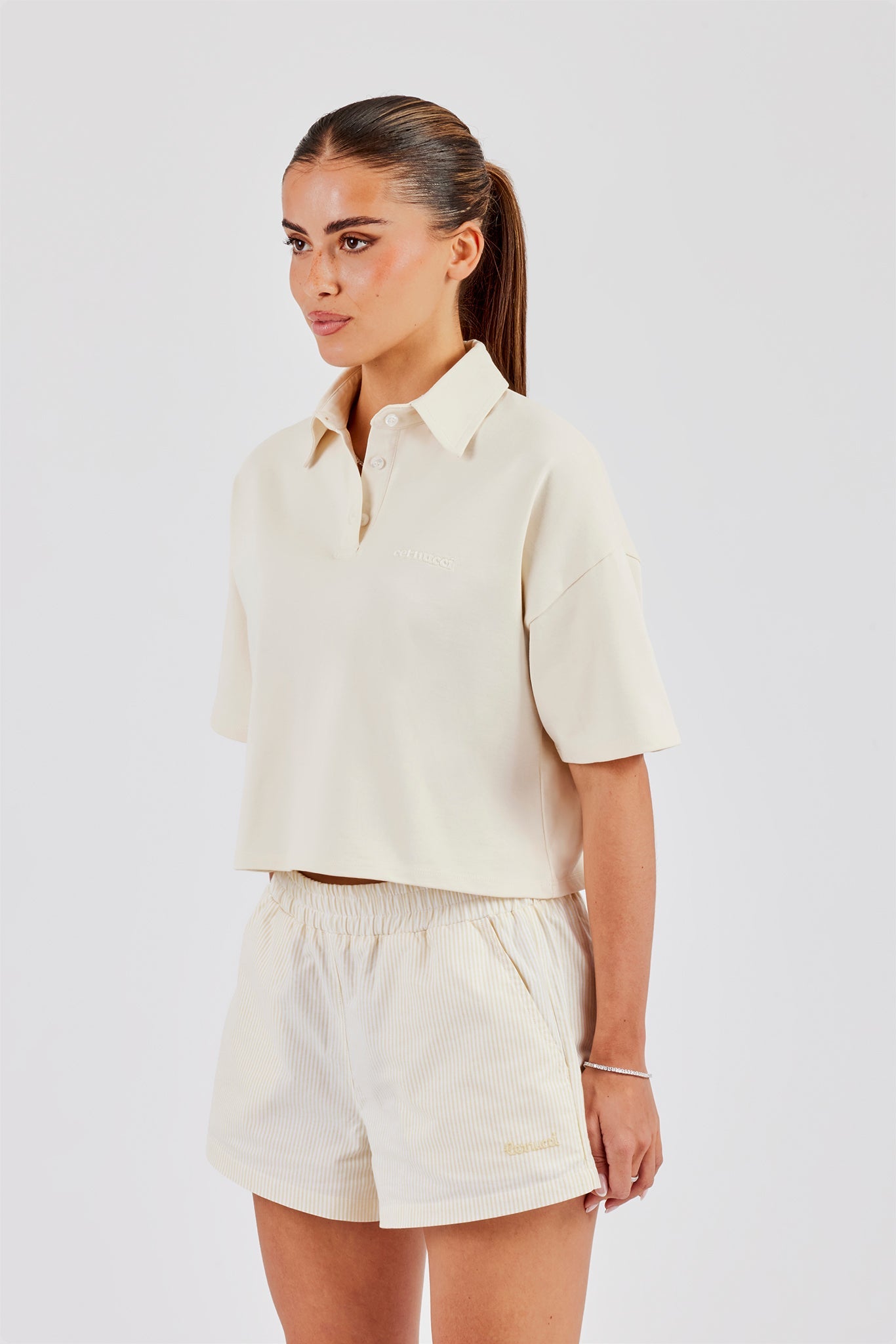 Cropped Polo Top - Butter Yellow